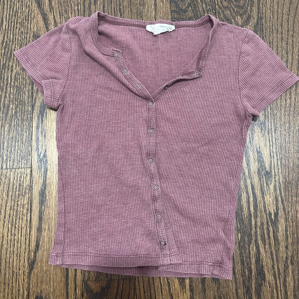 Purple buttoned t-shirt